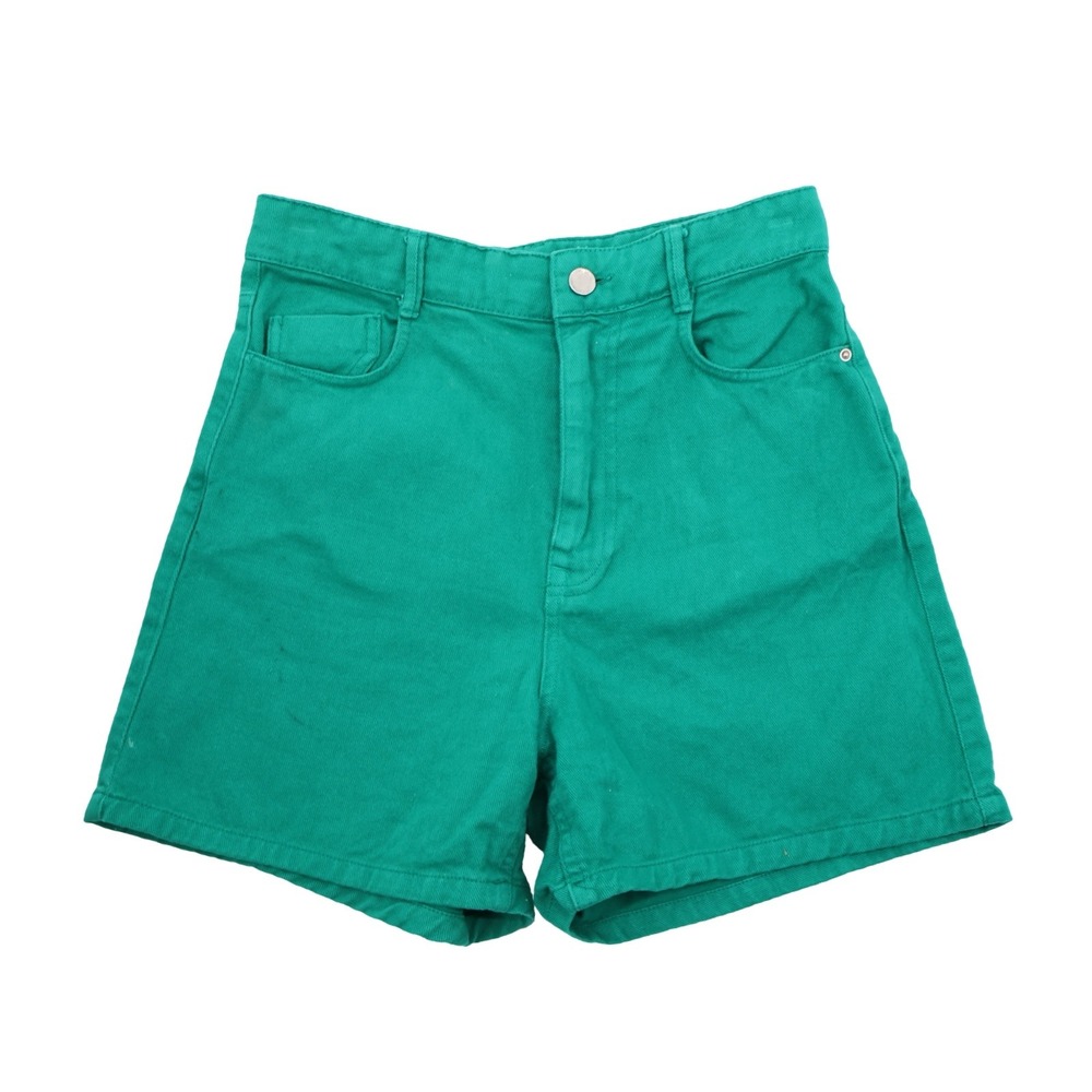 Zara Green‎ High Rise Denim Shorts Size 4 Emerald Teal Summer Jean Shorts